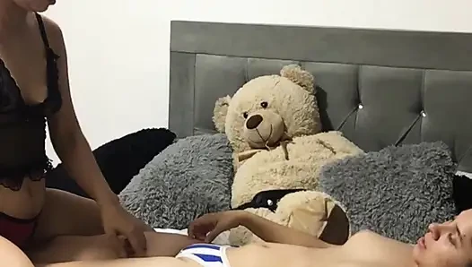 Two hot lesbians passionately.