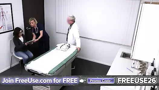 Perv doctor - der alte arzt und seine vollbusige milf-krankenschwester helfen ihrem patienten bei ihren stimulationsproblemen
