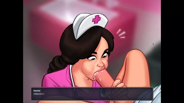 Summertime Saga - Nurse sucks her patient's huge cock