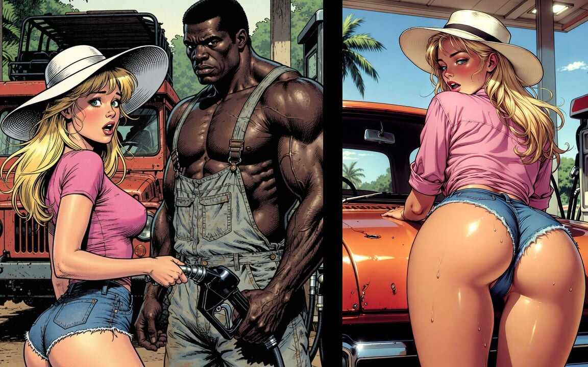 Jungle Gas Station: a Black Pump for a White Wife. BBC Wife Cuckold