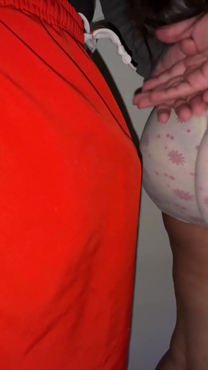 Big-ass Woman Touches a Stranger's Cock