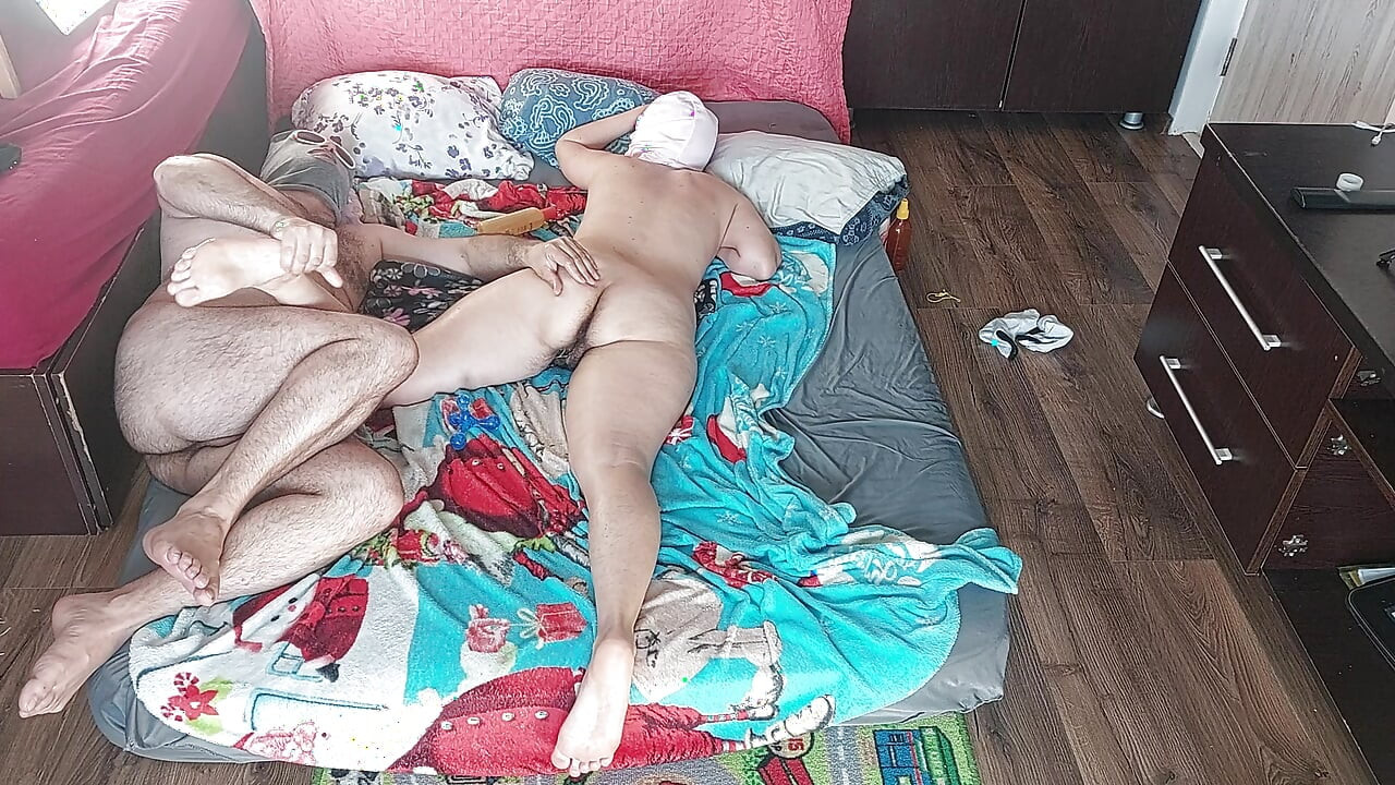 Amateur couple sensual massage with oil.