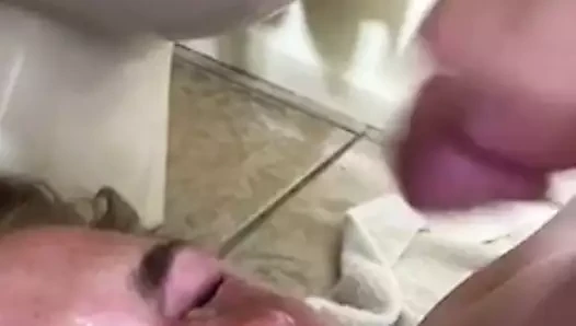 Freckled twink cums in his face