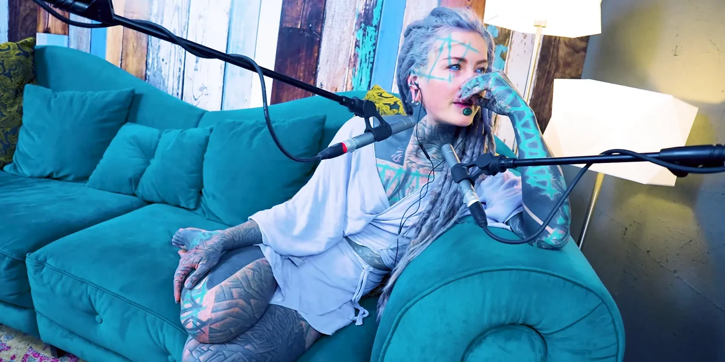 I talk about S - Shame - ASMR podcast SFW talking goth skinny girl dreadlocks tattoo model inked girl