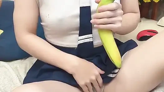 Big Banana Fruit Fucking Tiny Pussy Nature