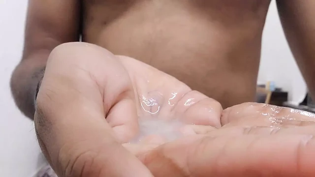 Licking own sperm beating nipples slave boy with passion to please his master