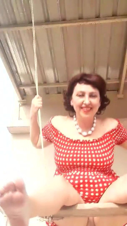 Beutiful lady swinging without panties on a swing outdoors. Slow motion 127 2 | Clip 1