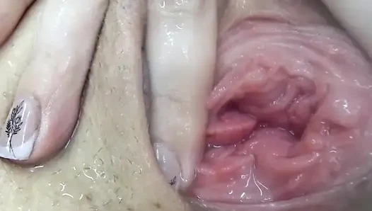 Her Pussy Got Wet Getting Orgasm and Squirting, Close-up