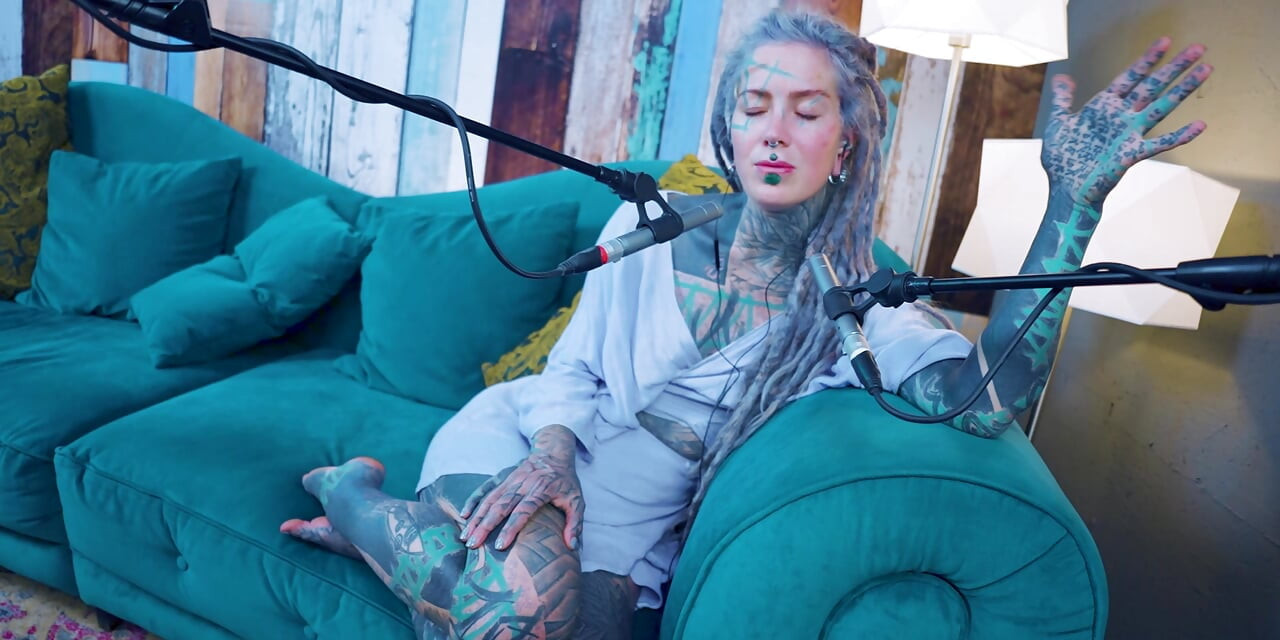I talk about G - Grattitude- ASMR podcast SFW talking goth skinny girl dreadlocks tattoo model inked girl
