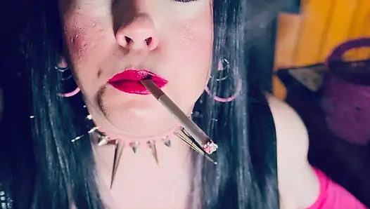 She's The Best At What She Does! Tina Snua Lighting Up A Cigarette With Matches & Smoking In Gloves