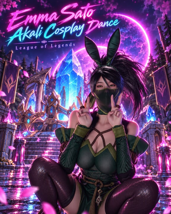 Косплей Акари, танец на коленях (League Of Legends)
