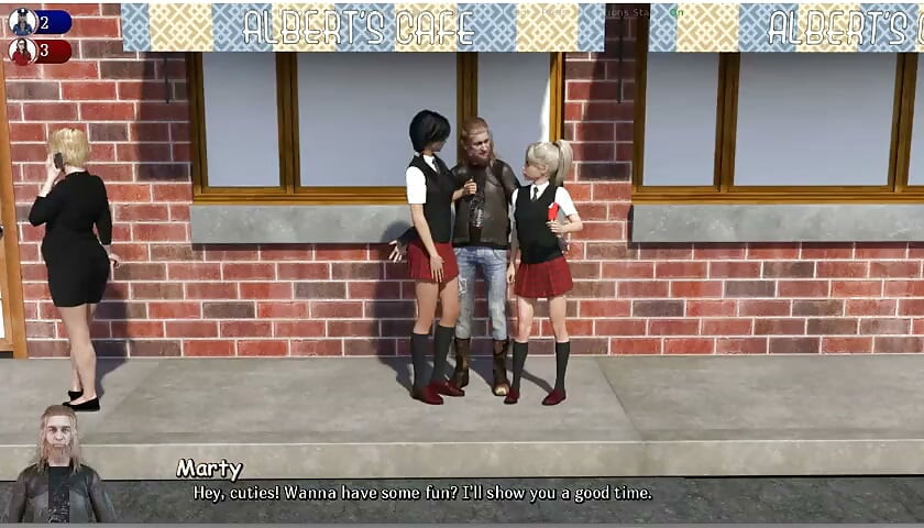 Bad Hero - Gameplay - Roleplay - College Uniform Teens Teasing the Man with Their Short Dress
