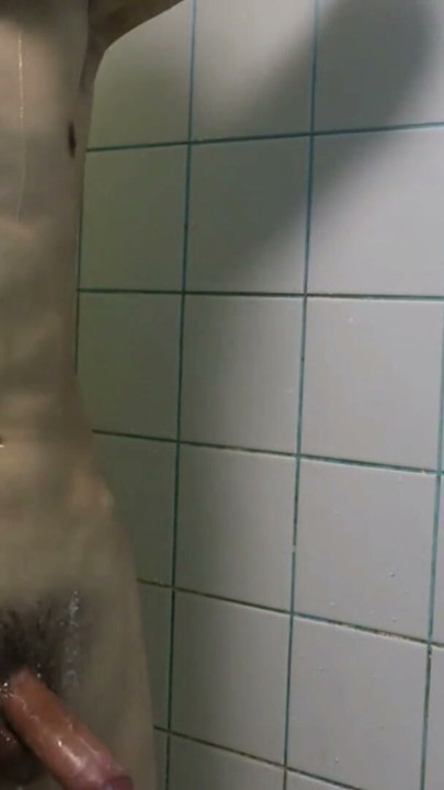 passionate muscle stud takes a shower after work and gets carried away with his beautiful cock under the streams of warm water | Clip 1