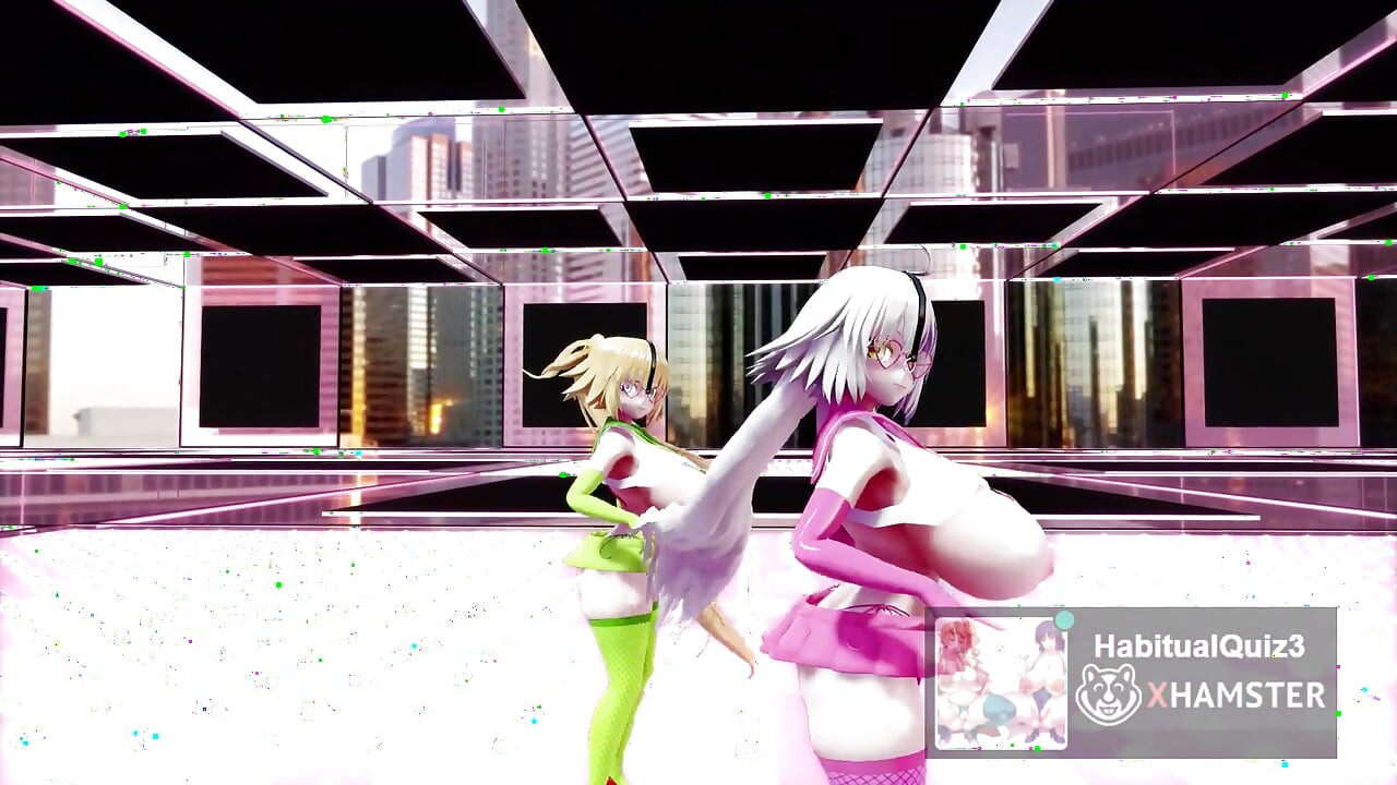 mmd r18 FGO MMD Two Jeannes portray a paranoid girl with a cell phone 3d hentai ahegao milf