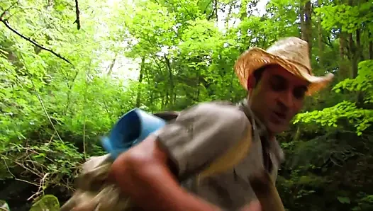 Hunter rescues a girl in the forest and fucks her as a reward