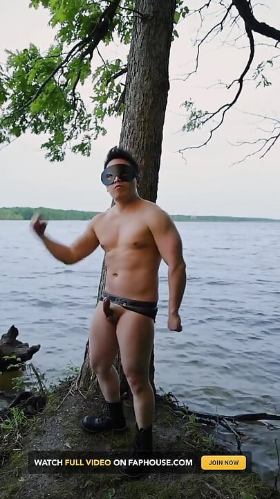 Lakeside Muscle Worship Flexing My Massive Biceps, Ripped Abs, and Juicy Ass Before an Explosive Cum Tasting Finale