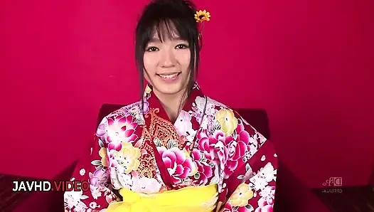 Chiharu's Seductive Kimono Pleasures Two Guys with Blowjob & Creampie Delightfully