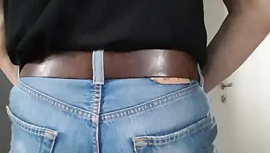 My jeans-butt riding the face of my sitting-doll