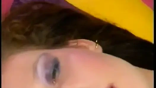 Busty brunette spitroasted and mouth jizzed in vintage threeway