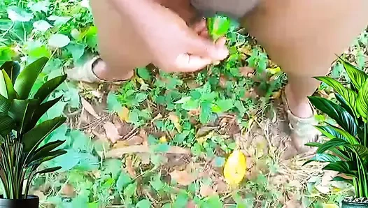 Teen Solo female masturbation with garden egg deep in village bush, A must watch of givens3x hot porn wet pussy!