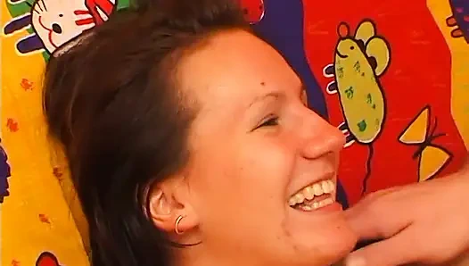 Adorable brunette girl gets her pussy licked and toyed