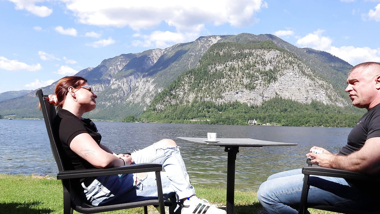 Luring a Stranger in Hallstatt: Balcony Strip & Raw Hotel Use - Deep Swallow Finish