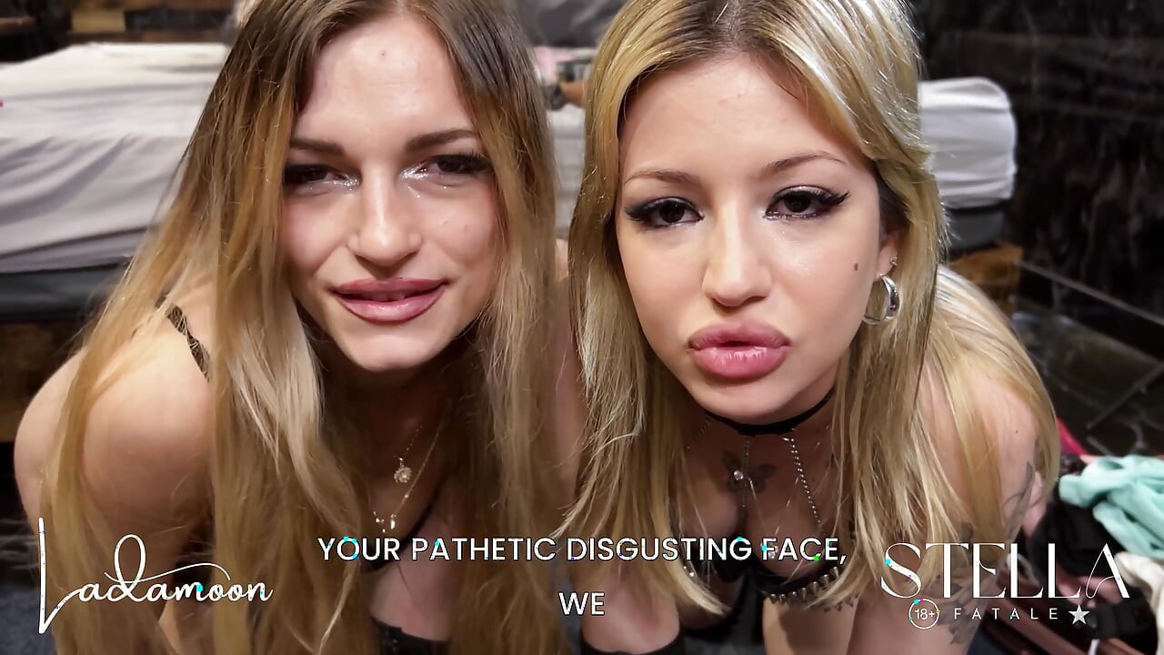 Dubbele blonde femdom pov vernietiging Stella Fatale Franse voorbinddildo en extreme slaaf vernedering