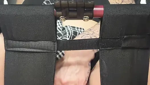 Ball gaged and riding dildo for Daddy