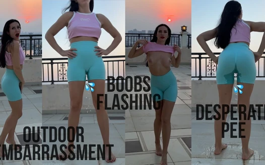 Boobs Flashing and Pee Through Shorts Outdoor