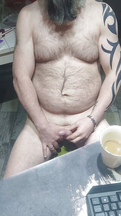 Drinking Morning Coffe and Jerk My Cock