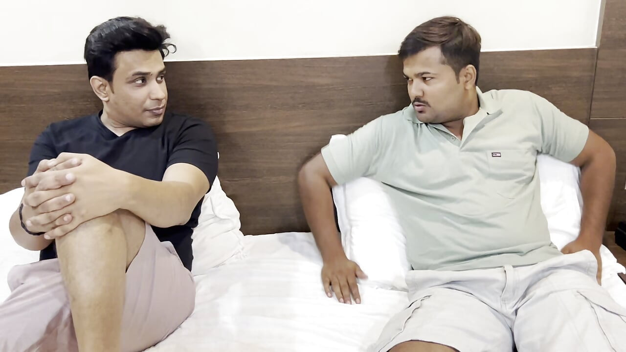 Two friends together made a waitress girl drink a hotel