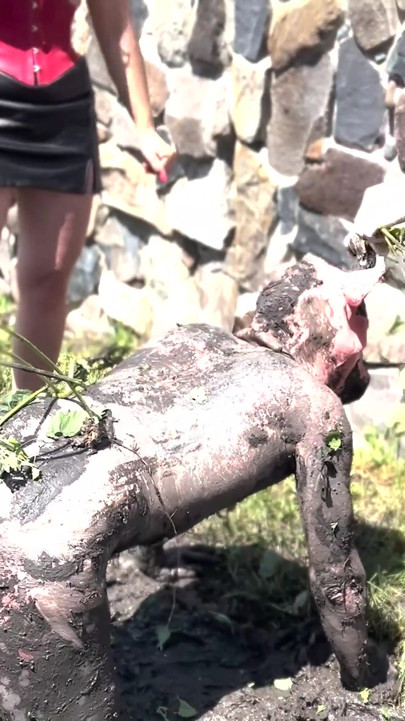 Piggy Humiliation in Mud, Playing with Nettles and Licking Our Feet Nice and Clean
