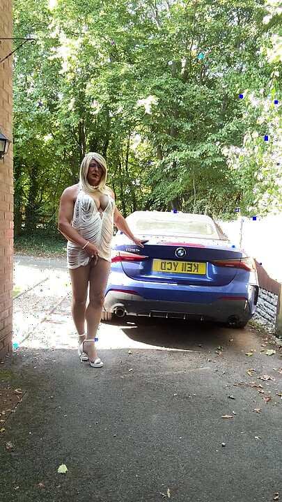 Sexy Crossdresser Kellycd2022's in white tassels dress pantyhose and heels