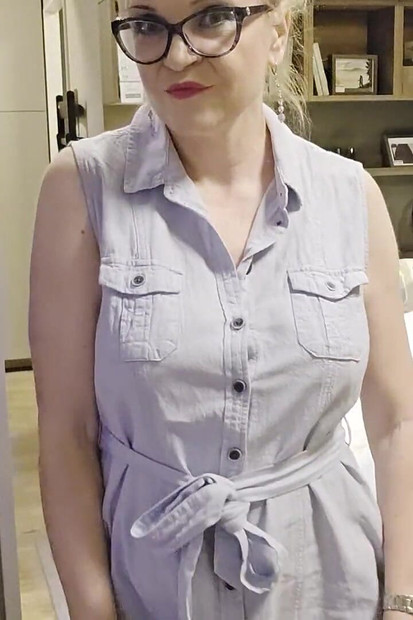 Blonde Horny in Public Place - Flashing at Furniture Shop