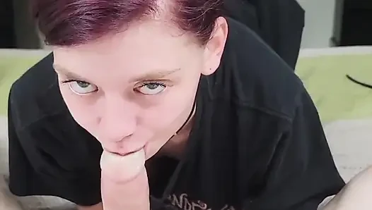 Pov - pemujaan kontol besar yang intens berakhir dengan sperma hangatku di mulut gadis cantik