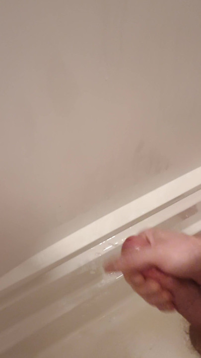 Stroking my dick in the shower and cumming after previously ruining