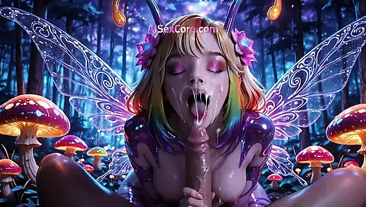 Pixie mengerang lembut di kabut jamur kemudian facial krim mandi pipi perinya dengan sihir (AI)