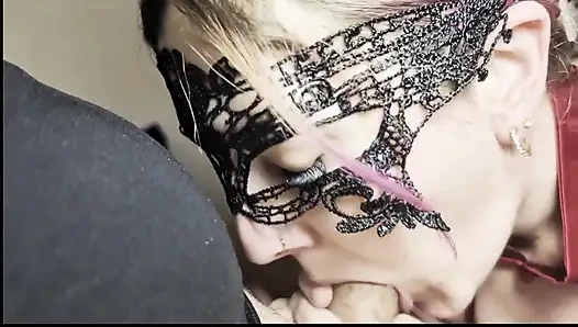 Afternoon Throat Service - Black Dress Swallows Every Drop