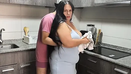 BBW MILF Stepmom Fuck Kitchen