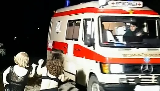 Two horny and nasty midget whore are sucking and fucking big cock