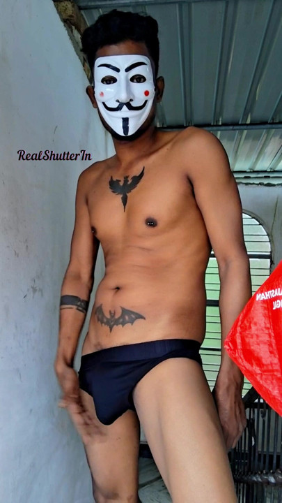 Hard cock in black briefs