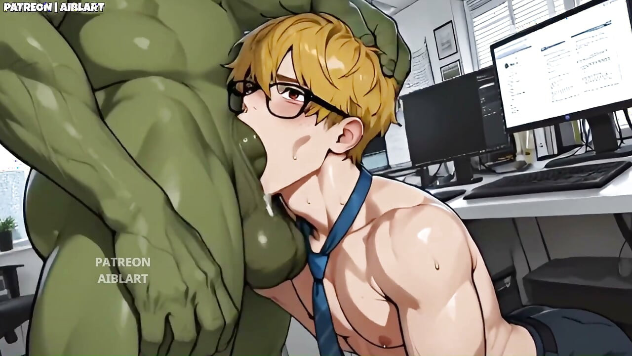 Gadis kantoran pemalu didominasi sama orc berotot di dunia modern ai gay animation