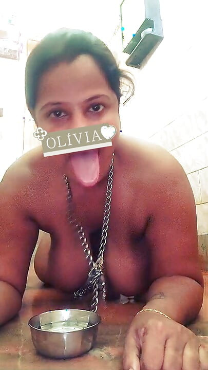 Indian Slut Slave Olivia Solo Training 1 MILF Housewife sniffing and licking her own piss body show her pet training to Master