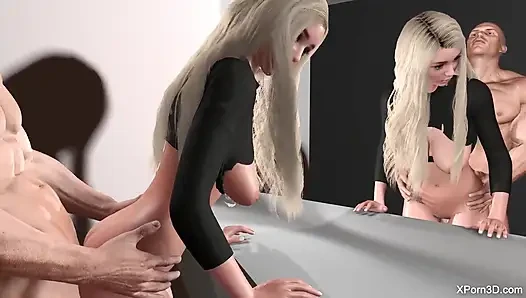 Порно 3D трахаю горячую симпатичную грудастую крошку-блондинку