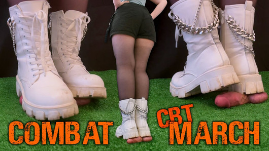 Combat Girl Marching on Your Cock and Balls