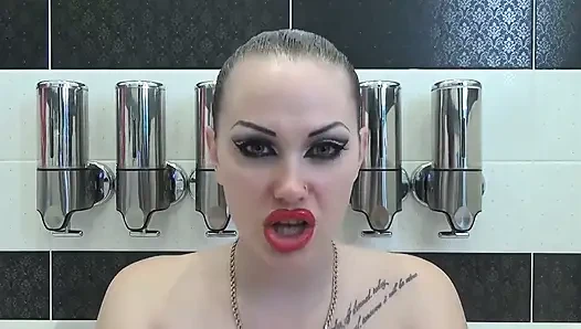 Lip smelling, kissing, duck face with huge red lips