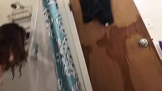 Horny wife needs shower sex while she has her period