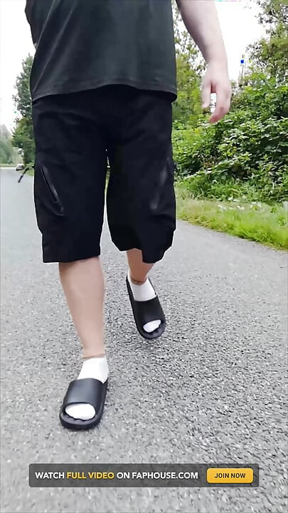 In Slippers and White Socks in Nature
