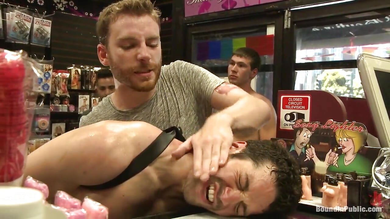 Hot Ripped Stud Gets Punished and Gang Fucked by a Crowd for Stealing