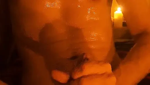 Oiled up by candlelight, the only thing I need is someone to share it with
